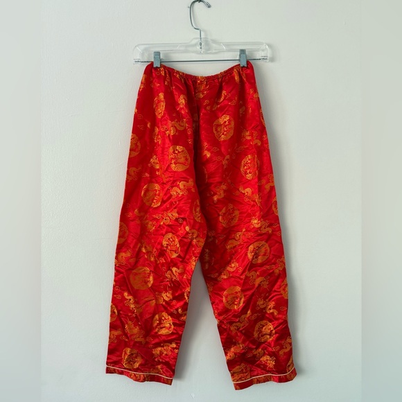 Chinese Traditional 2Pc Set Red Satin & Gold Dragon - Picture 3 of 15